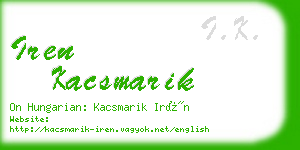 iren kacsmarik business card